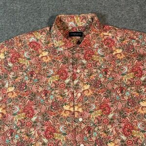 Proper Cloth Men's Floral Button Down Long Sleeve Shirt Red Orange Fall Sz LArge